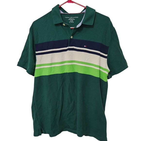 Tommy Hilfiger Polo Shirt Size XL Green Regular Fit New - Picture 1 of 8